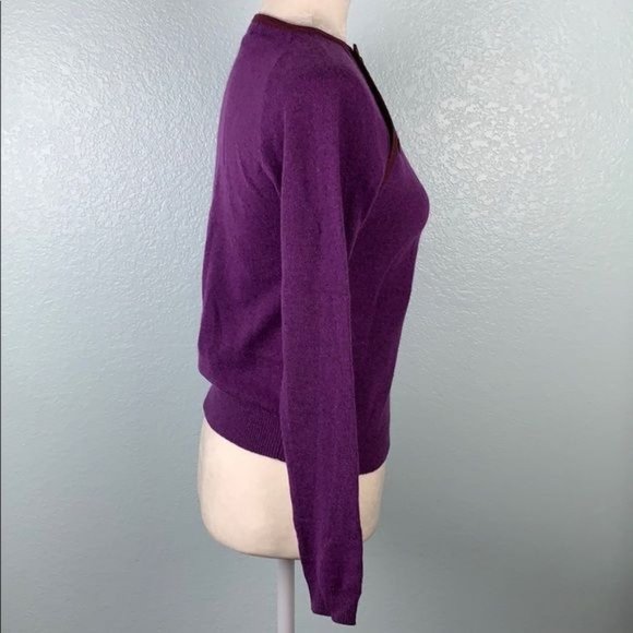 Retro Michel Klein Wool Angora Sweater S Purple Buttons Pullover Long Sleeves - Picture 4 of 7
